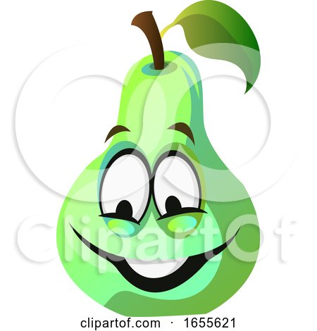 Green Pear Cartoon Face Smiling Illustration Vector by Morphart Creations