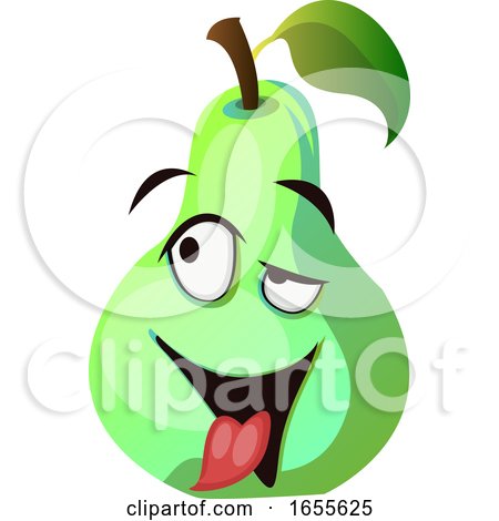 Cartoon Pear with Tongue out Illustration Vector by Morphart Creations