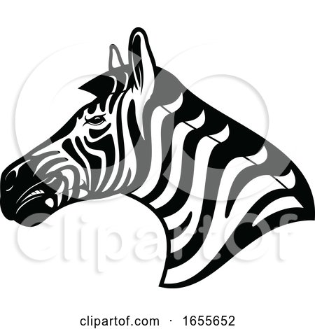 Black and White Profiled Zebra Head by Vector Tradition SM
