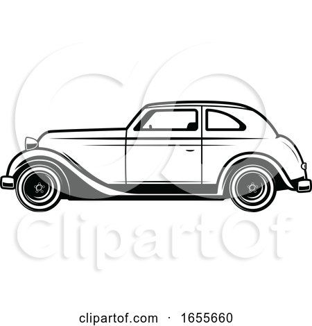 Black and White Vintage Car by Vector Tradition SM