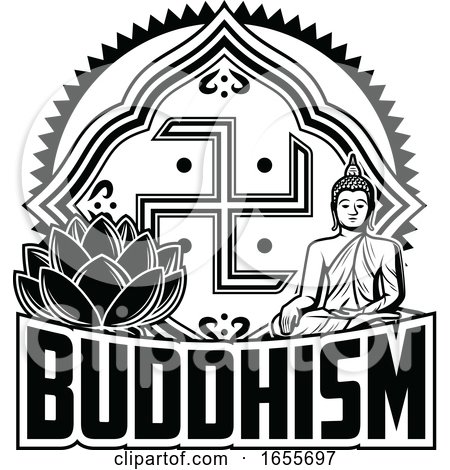 Black and White Buddhist Design by Vector Tradition SM