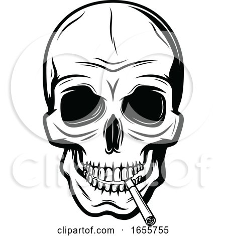 Black and White Skull Smoking a Cigarette by Vector Tradition SM