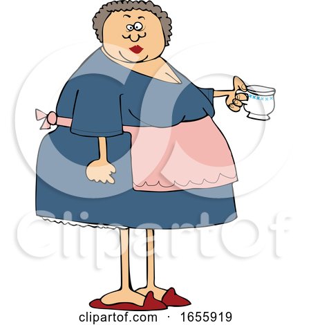 Cartoon Woman Wearing an Apron and Holding a Tea Cup by djart