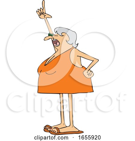Cartoon Woman Wearing a Swimsuit and Pointing up by djart