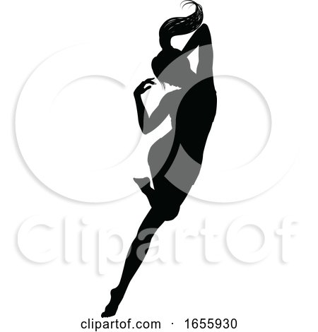 Dancing Woman Silhouette by AtStockIllustration