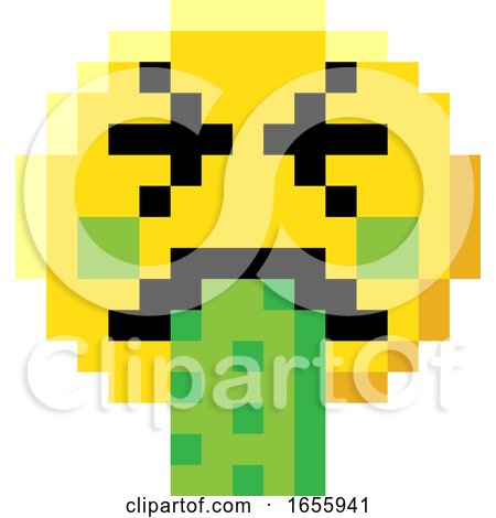Emoticon Face Pixel Art 8 Bit Video Game Icon by AtStockIllustration