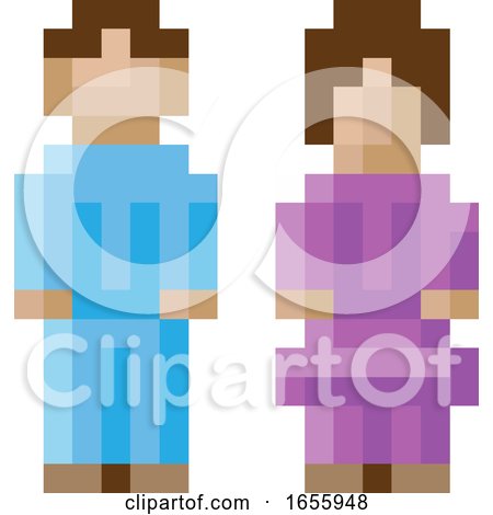 Woman Man Male Female Icon Pixel 8 Bit Game Art by AtStockIllustration
