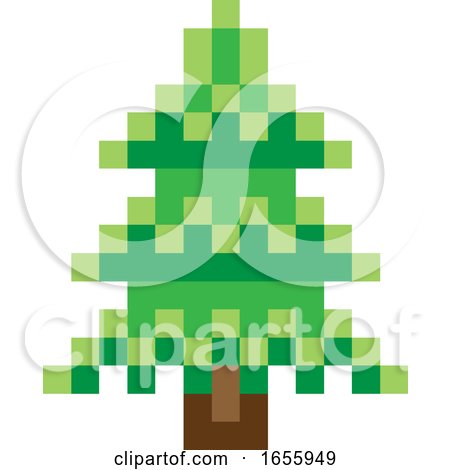Tree Pixel 8 Bit Video Game Art Icon by AtStockIllustration