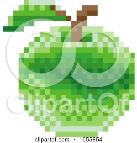 Apple Pixel Art 8 Bit Video Game Fruit Icon by AtStockIllustration
