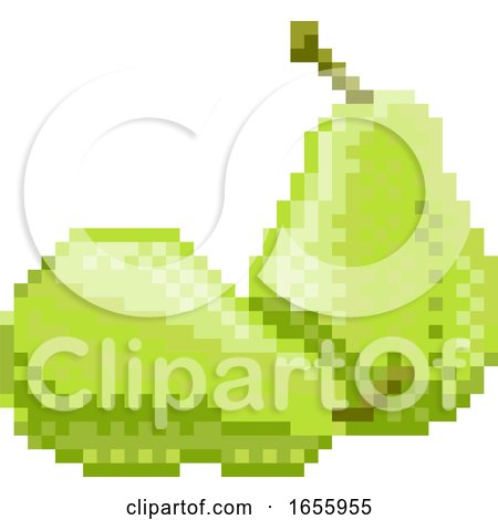 Pear Pixel Art 8 Bit Video Game Fruit Icon by AtStockIllustration