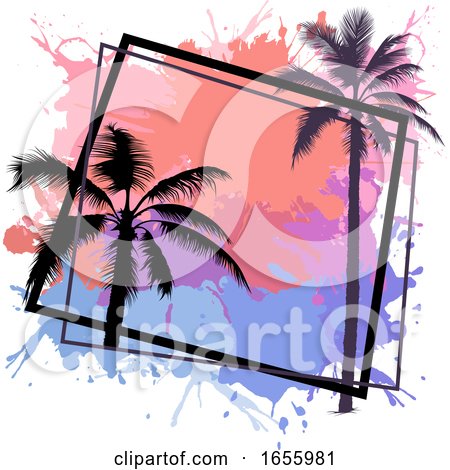 Palm Tree and Paint Splatters Frame by dero