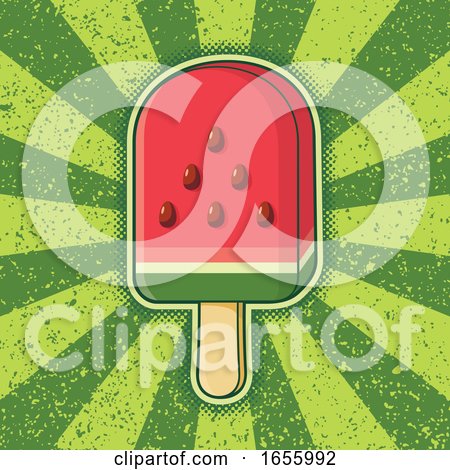 Watermelon Popsicle over Green Rays by Any Vector