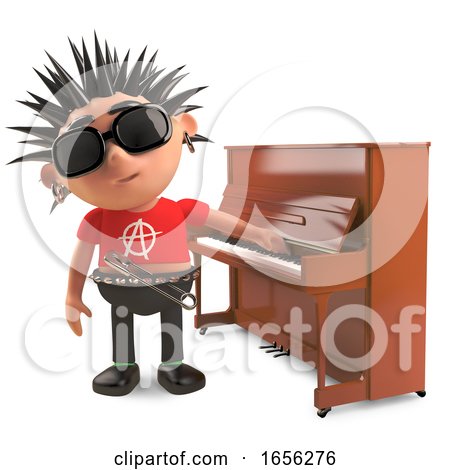 Cartoon Punk Rocker Doesnt Really Want to Play the Piano by Steve Young