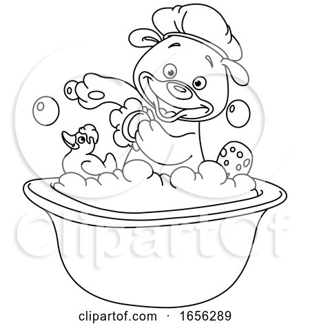 Black and White Teddy Bear Taking a Bath by yayayoyo