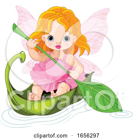 Cute Baby Fairy in a Leaf Boat by Pushkin