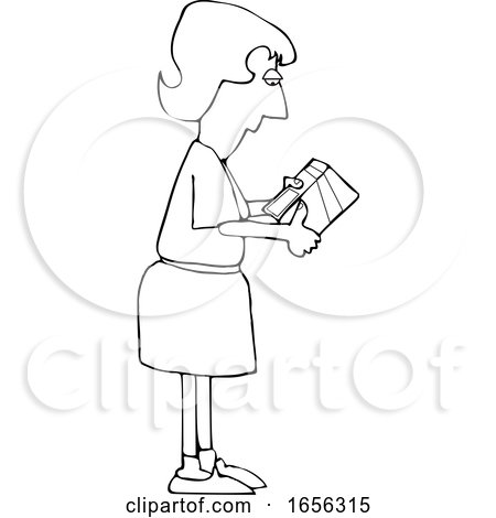 Cartoon Black and White Woman Reading Ingredients on a Boxed Product by djart