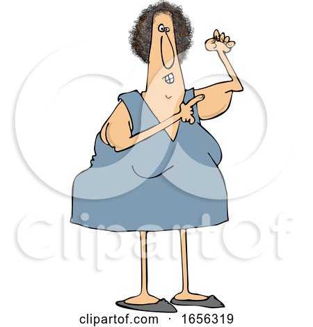 Cartoon Caucasian Woman Pointing to Her Flabby Tricep by djart