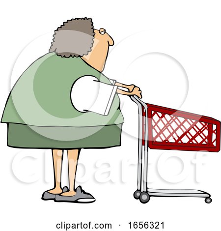 Cartoon Caucasian Woman with a Shopping Cart by djart