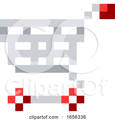 Shopping Cart Trolley Pixel 8 Bit Game Art Icon by AtStockIllustration