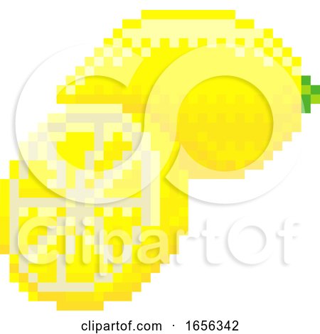 Lemon Pixel Art 8 Bit Video Game Fruit Icon by AtStockIllustration