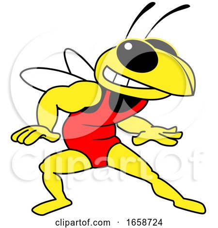 Hornet or Yellow Jacket School Mascot Character in a Wrestling Suit by Mascot Junction