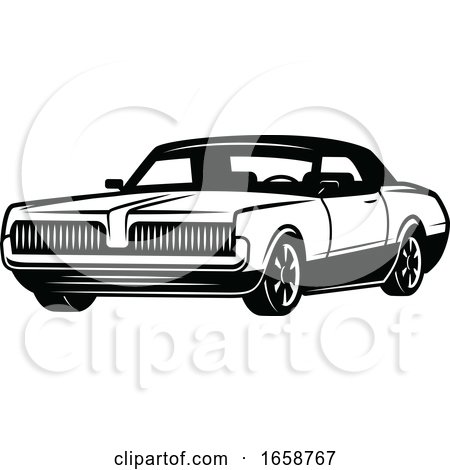 Black and White Muscle Car by Vector Tradition SM