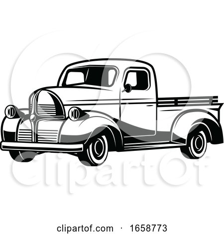 Black and White Pickup Truck by Vector Tradition SM