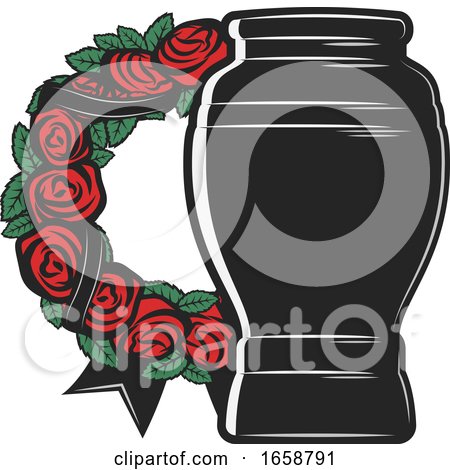 Funerary Urn and Rose Wreath by Vector Tradition SM