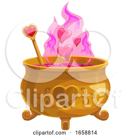 Love Spell Cooking in a Cauldron by Vector Tradition SM