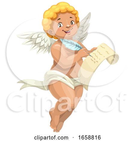 Cupid Writing a Love Letter by Vector Tradition SM