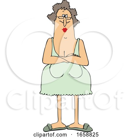 Cartoon Senior Woman with Her Breasts Hanging Low by djart