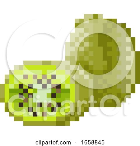 Kiwi Fruit Pixel Art 8 Bit Video Game Icon by AtStockIllustration