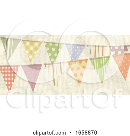 Vintage Retro Bunting on Crumbled Material Panel by elaineitalia