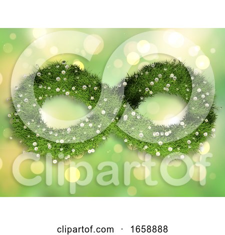 3D Grass and Daisies in the Shape of an Infinity Symbol on a Bokeh Lights Design by KJ Pargeter