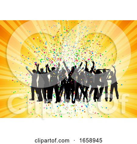 Party Crowd on Starburst Background by KJ Pargeter