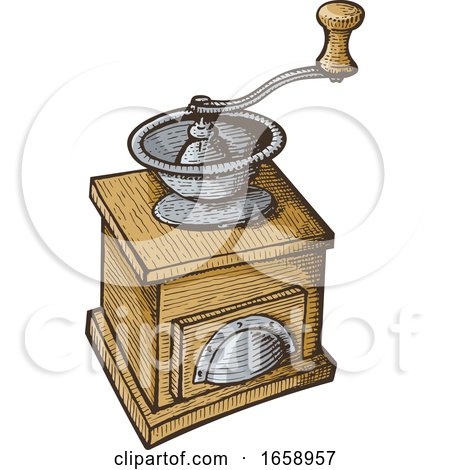 Sketched Vintage Coffee Grinder by Any Vector