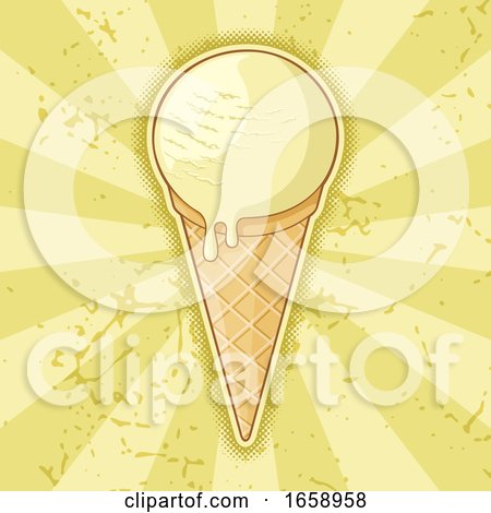 Waffle Ice Cream Cone over Rays by Any Vector