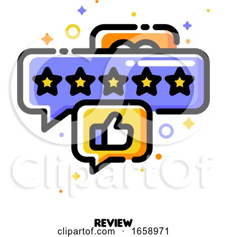 Icon of Bubbles with Five Stars and Hand Thumb up by elena