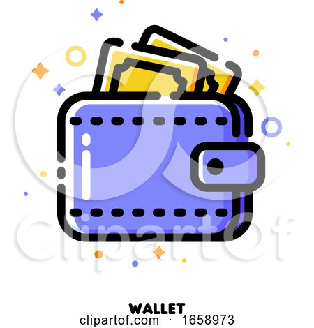 Icon of Wallet with Banknotes for Shopping and Retail Concept by elena