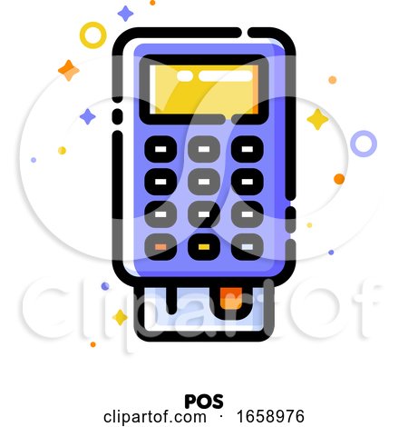 Icon of Pos Terminal or Bank Card Reader for Shopping and Retail Concept by elena