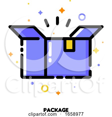 Icon of Open Carton Package Box Which Symbolizes Delivered Parcel for Shopping and Retail Concept by elena