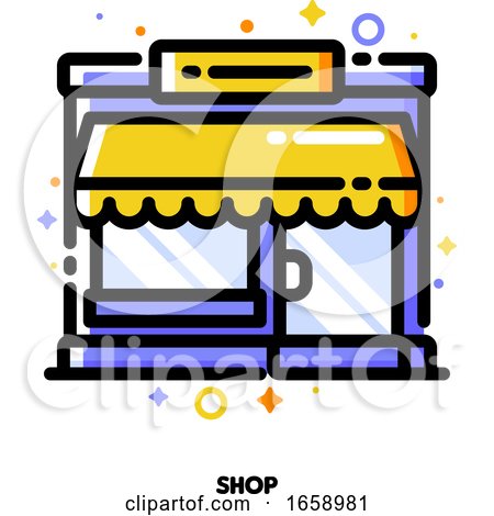 Icon of Small Shop Building or Boutique with Showcase for Shopping and Retail Concept by elena