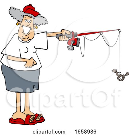 Cartoon Happy Woman Fishing by djart