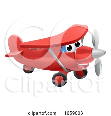 Airplane Cartoon Character by AtStockIllustration