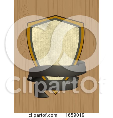 Wooden Shield and Material with Banner by elaineitalia