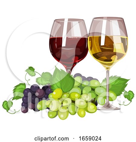 Wine Glasses and Grapes by Morphart Creations