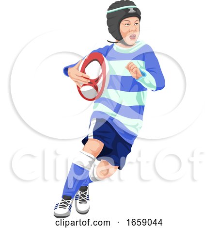 Vector of Teenage Boy Playing Rugby by Morphart Creations