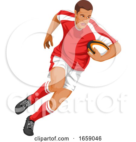 Vector of Rugby Player Running with Ball by Morphart Creations