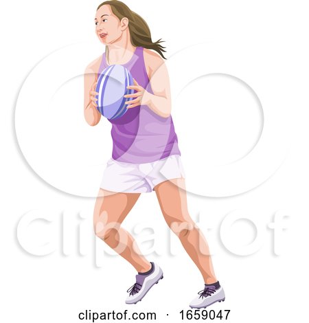 Vector of Woman Playing Rugby Football by Morphart Creations