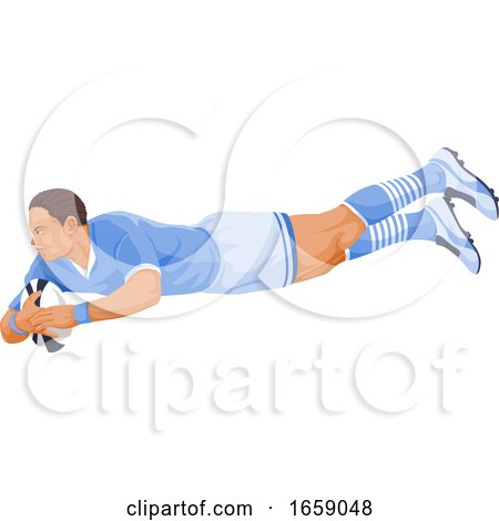Vector of Rugby Player Diving by Morphart Creations